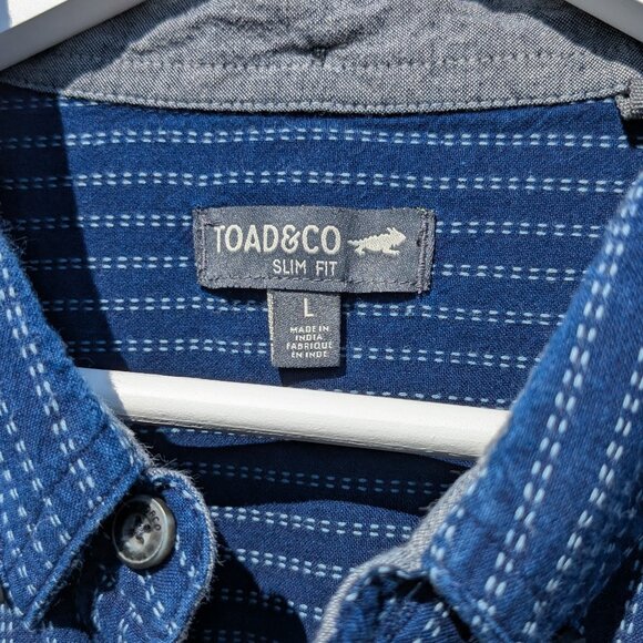 Toad&Co Mattock II Long Sleeve Slim Shirt Men's Large Indigo Blue - Picture 1 of 13